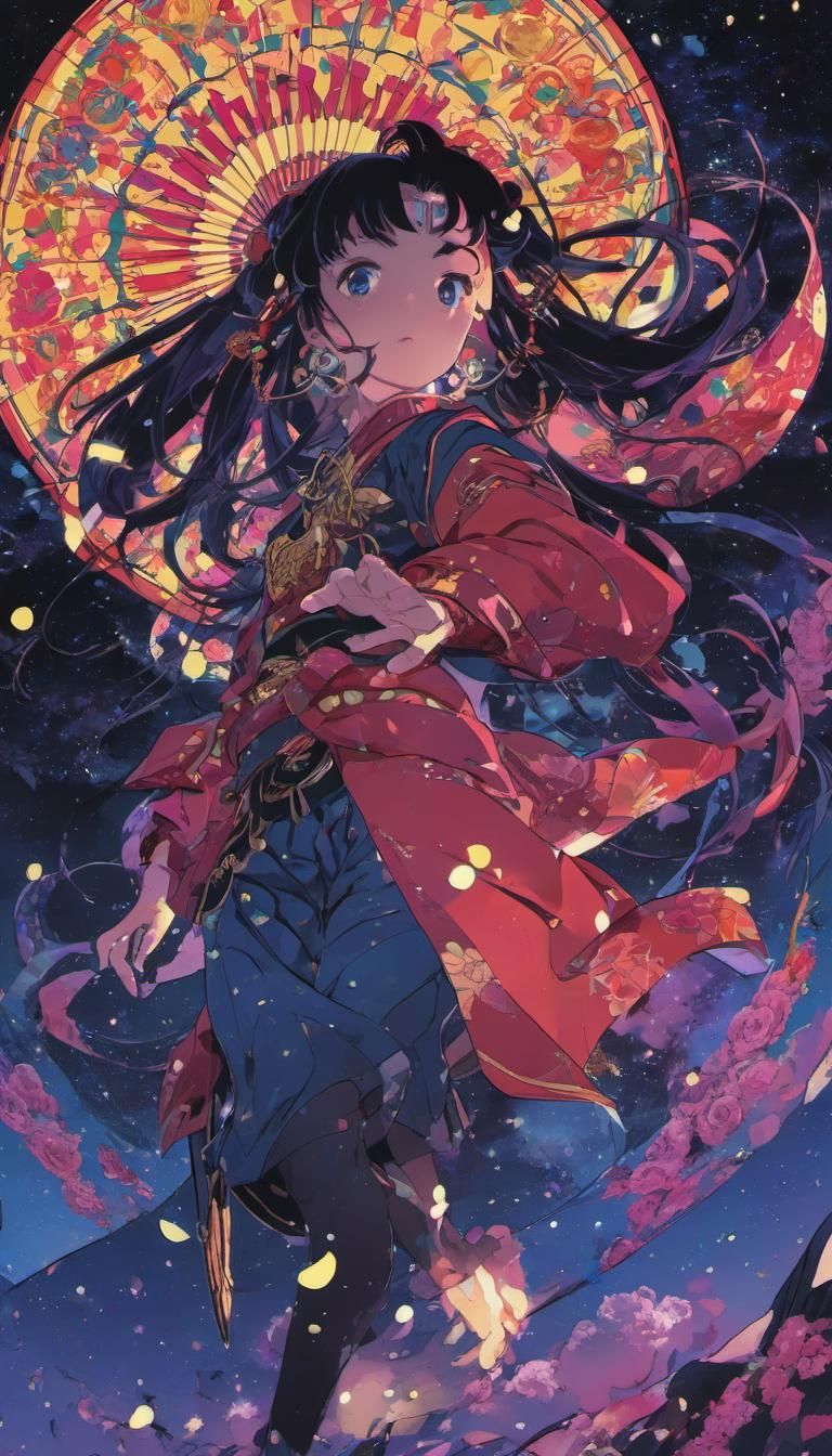 Celestial Mind: Surreal Anime Collage Art Illustration