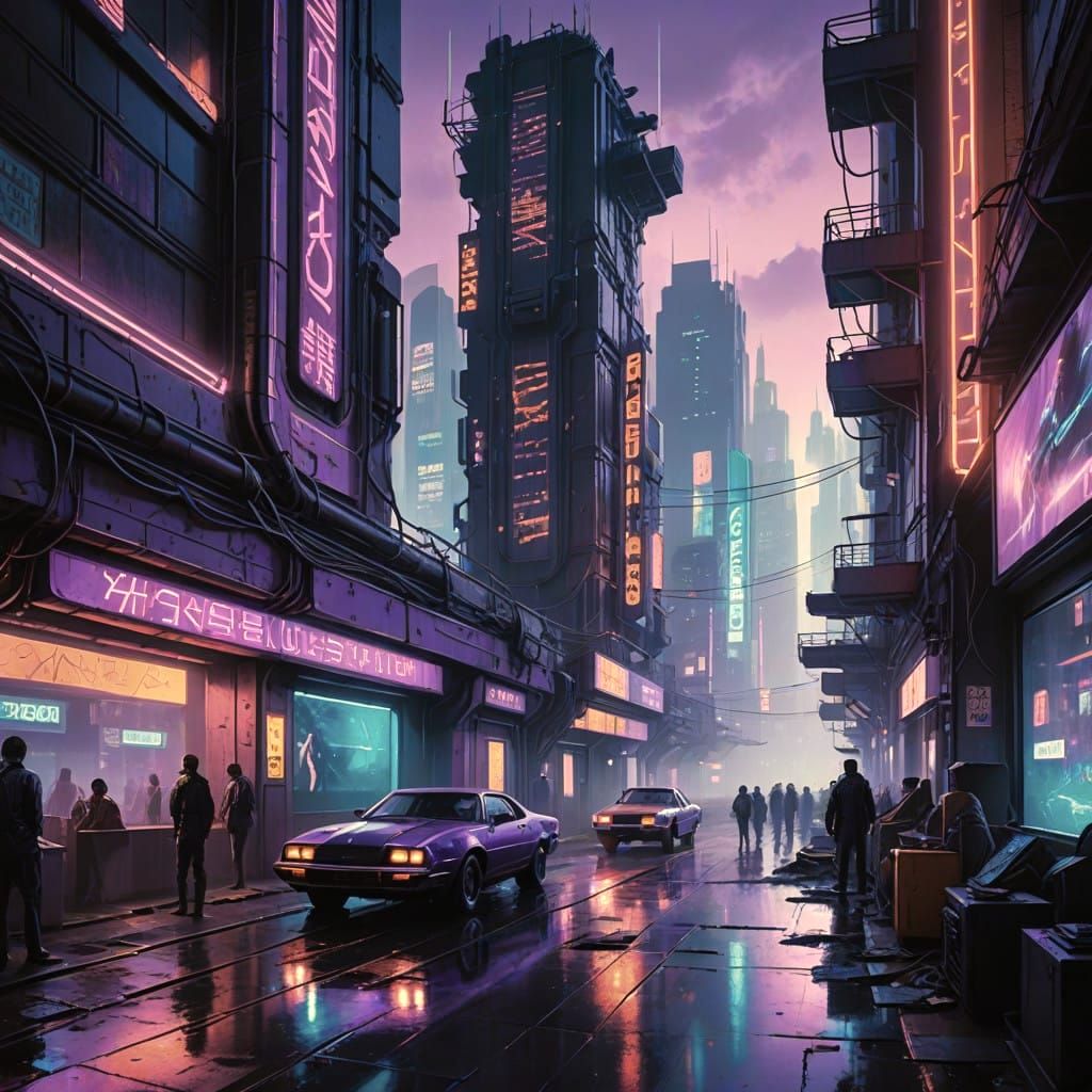 Cyberpunk Futuristic Hideout with Neon Lights