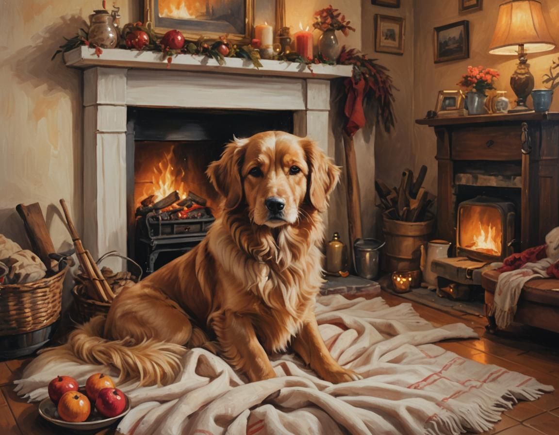 Cozy Cottage Scene in Warm Golden Light