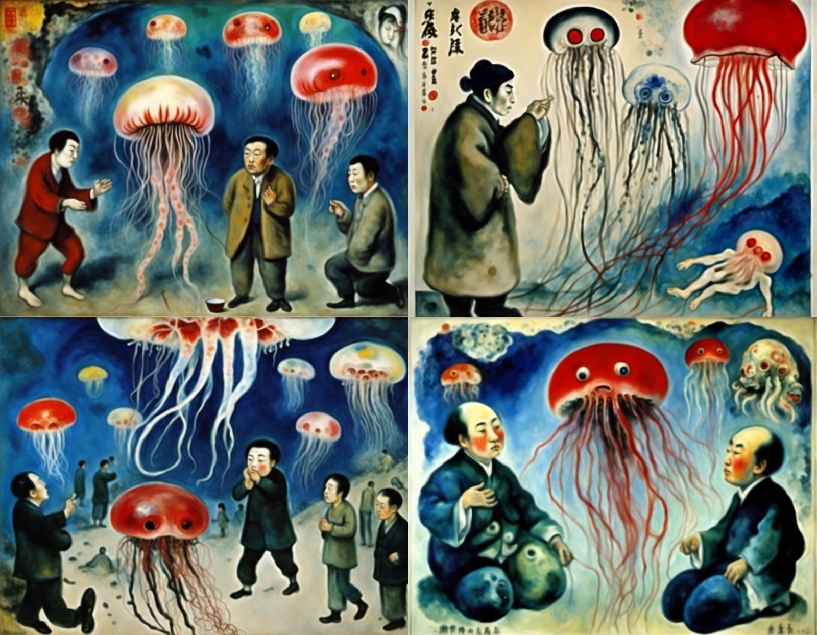Surreal Jellyfish Dissection in Dreamlike Style