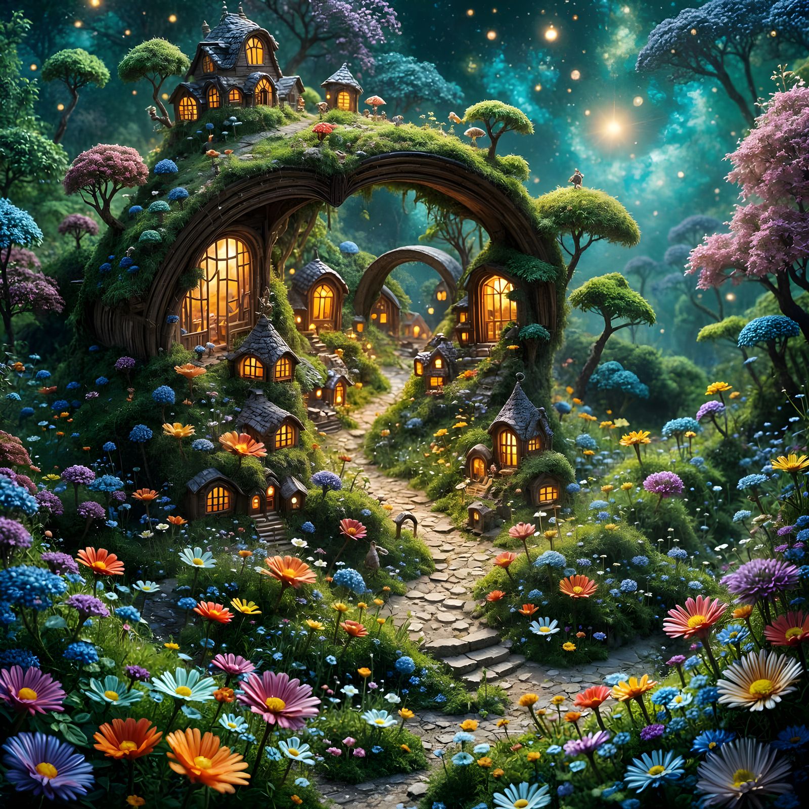 Whimsical Tiny Village Inside Giant Book