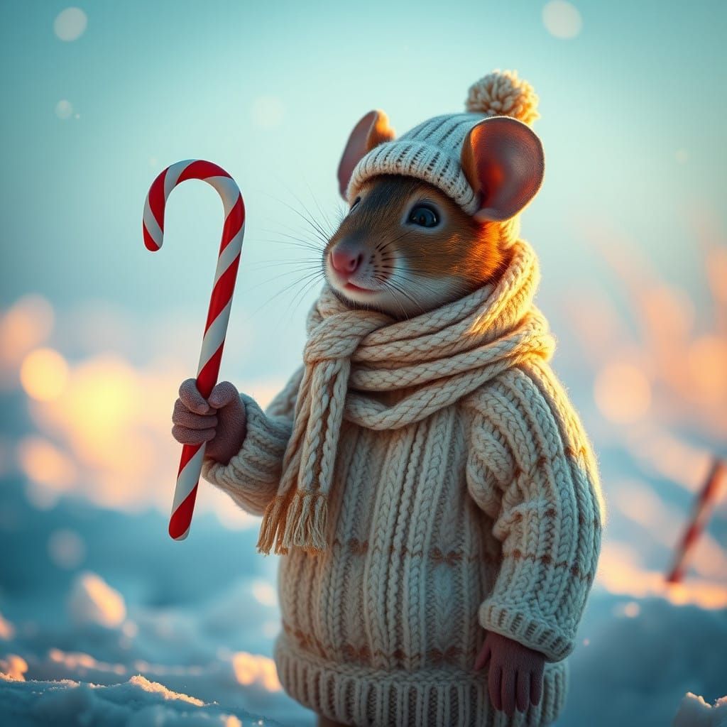 Whimsical Winter Mouse in Cinematic Lighting