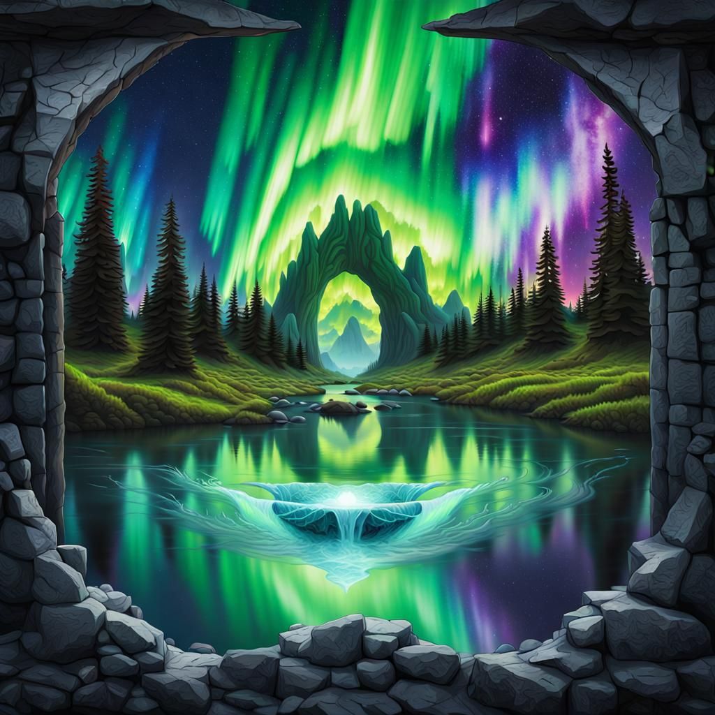 Surreal Aurora Portal to a New Dimension