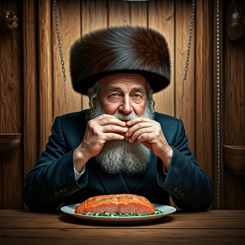 Hasidic Jew Celebrates in Luxurious Sukkah: Cinematic Portra...