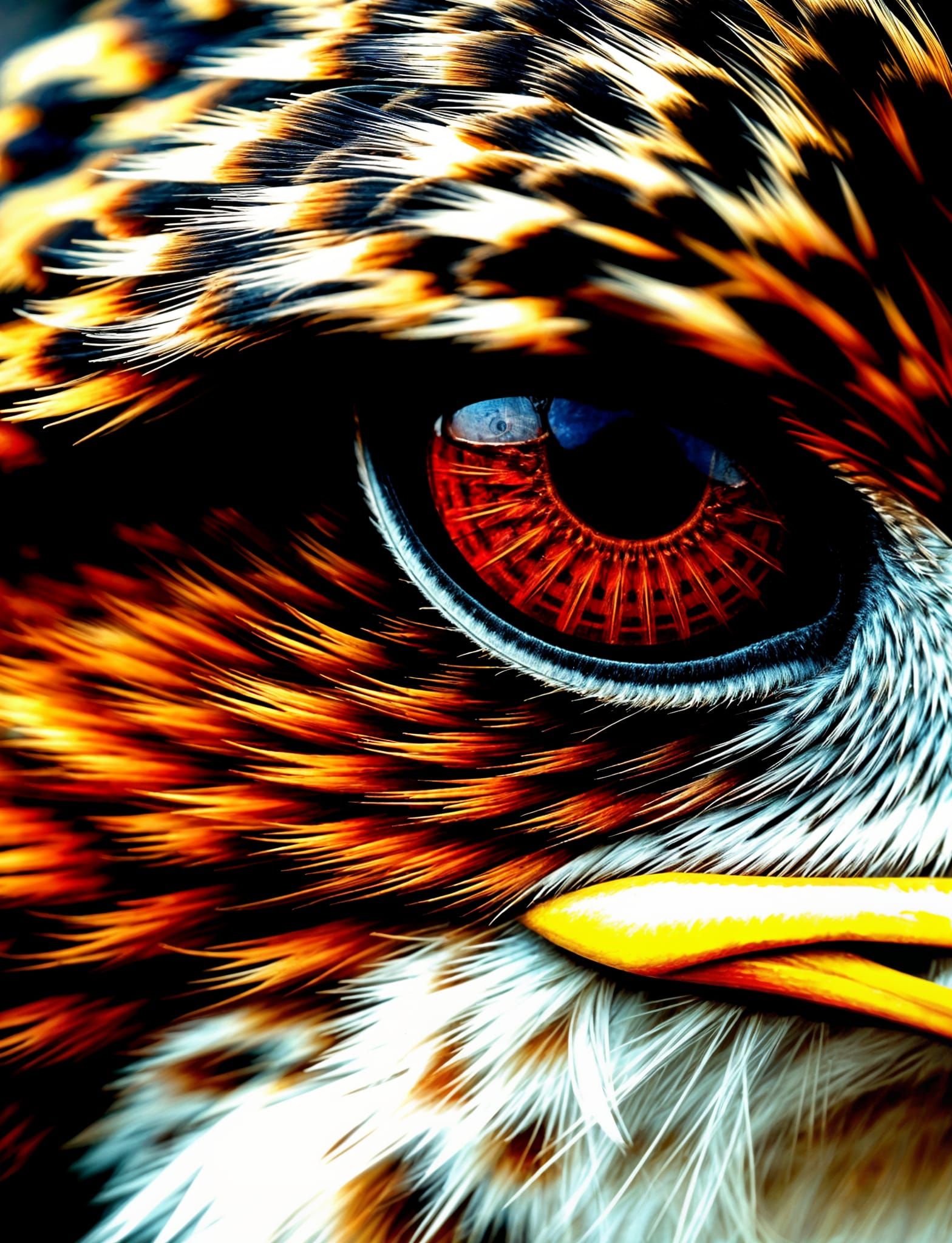 Detailed Macro Photograph of an Intricate Hawk Feather