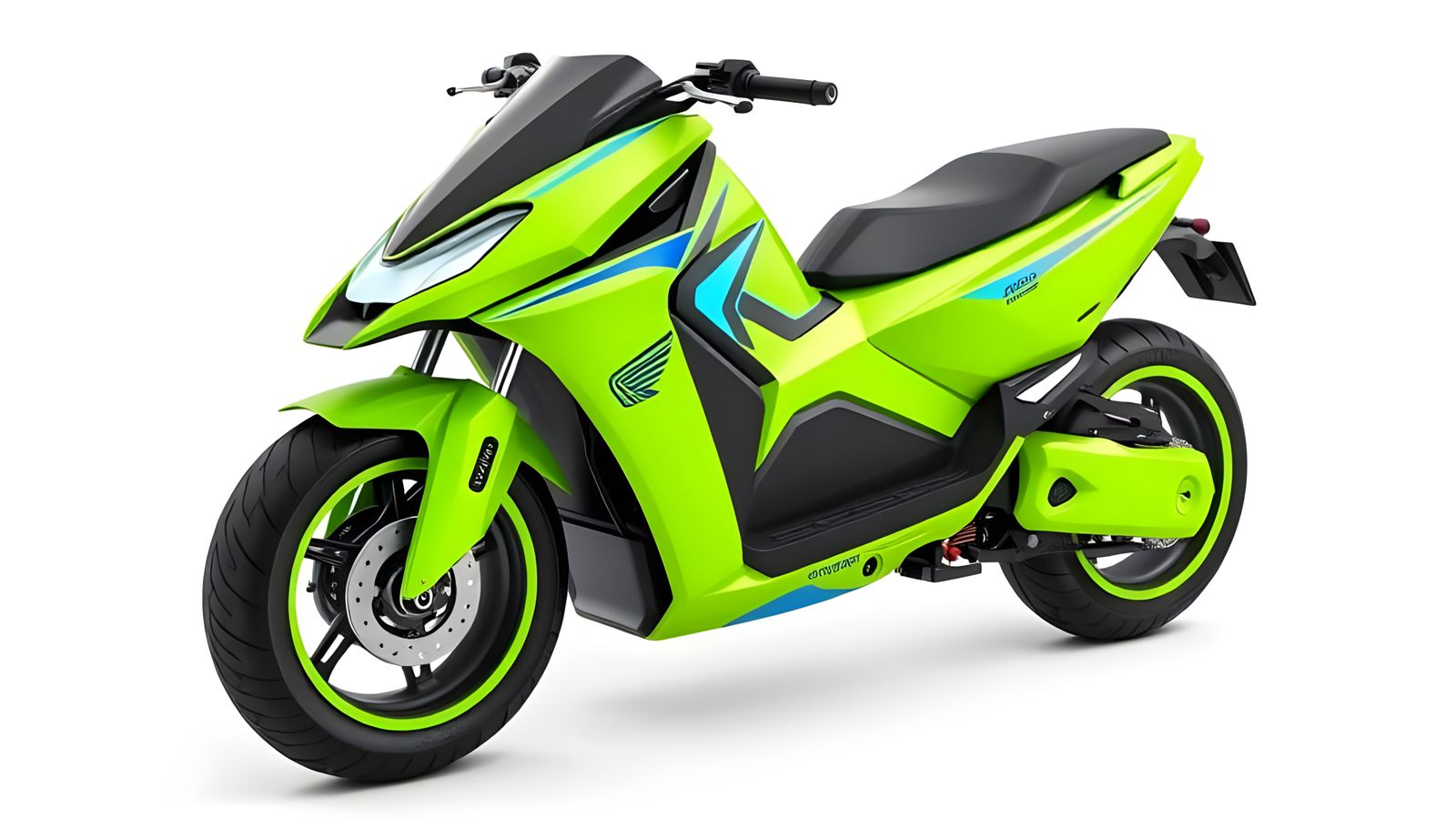 Electric Scooter Concept with Chartreuse Body and Blue Accen...