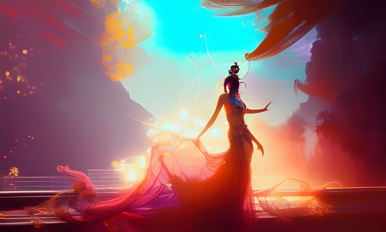 Casino Goddess in Euphoric Pleasure: Detailed Fantasy Art