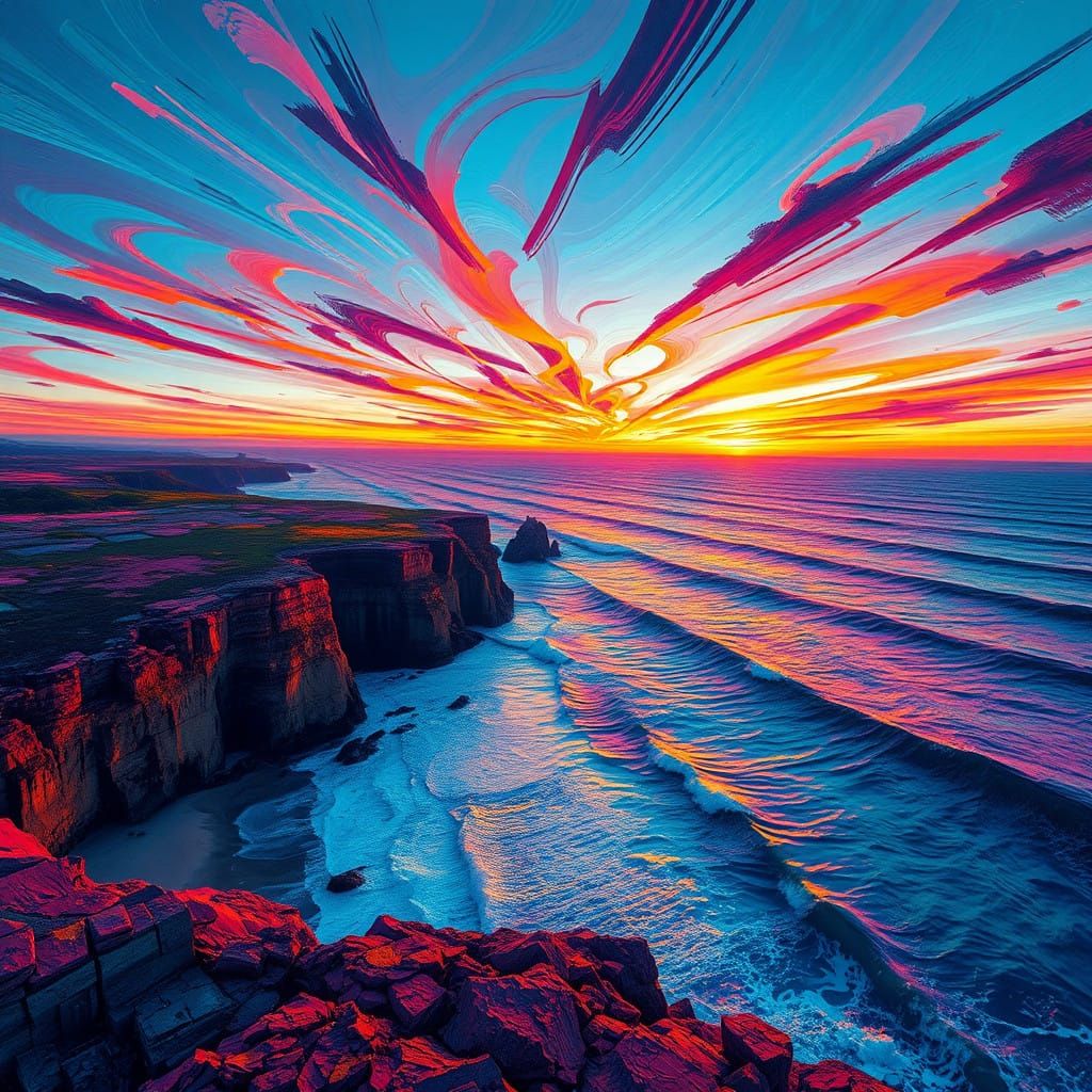 Dreamlike Australian Coastline Unfolds in Swirling Impasto C...