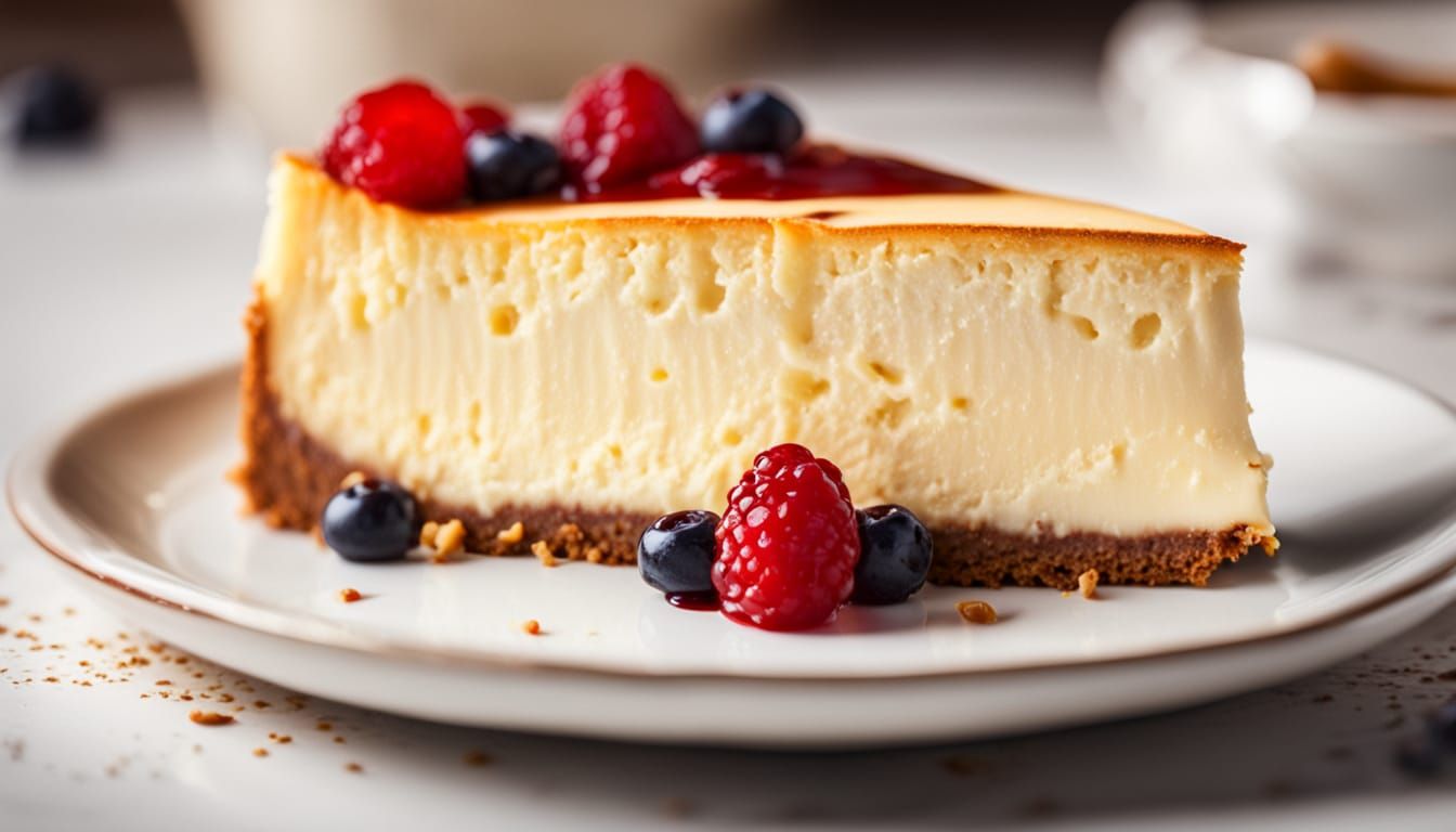 Delicious American Cheesecake Slice in Food Photography Styl...