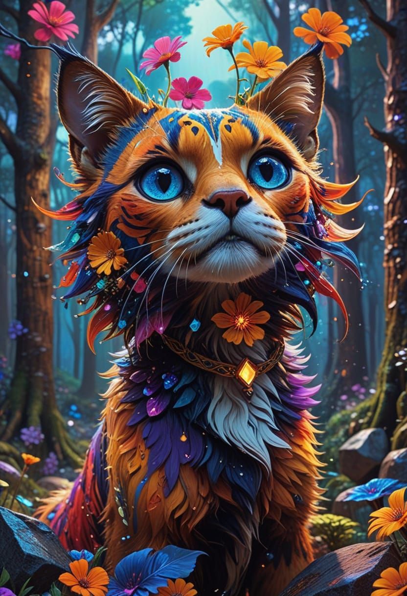 Enchanted Forest Love Scene in Surreal Pop Art