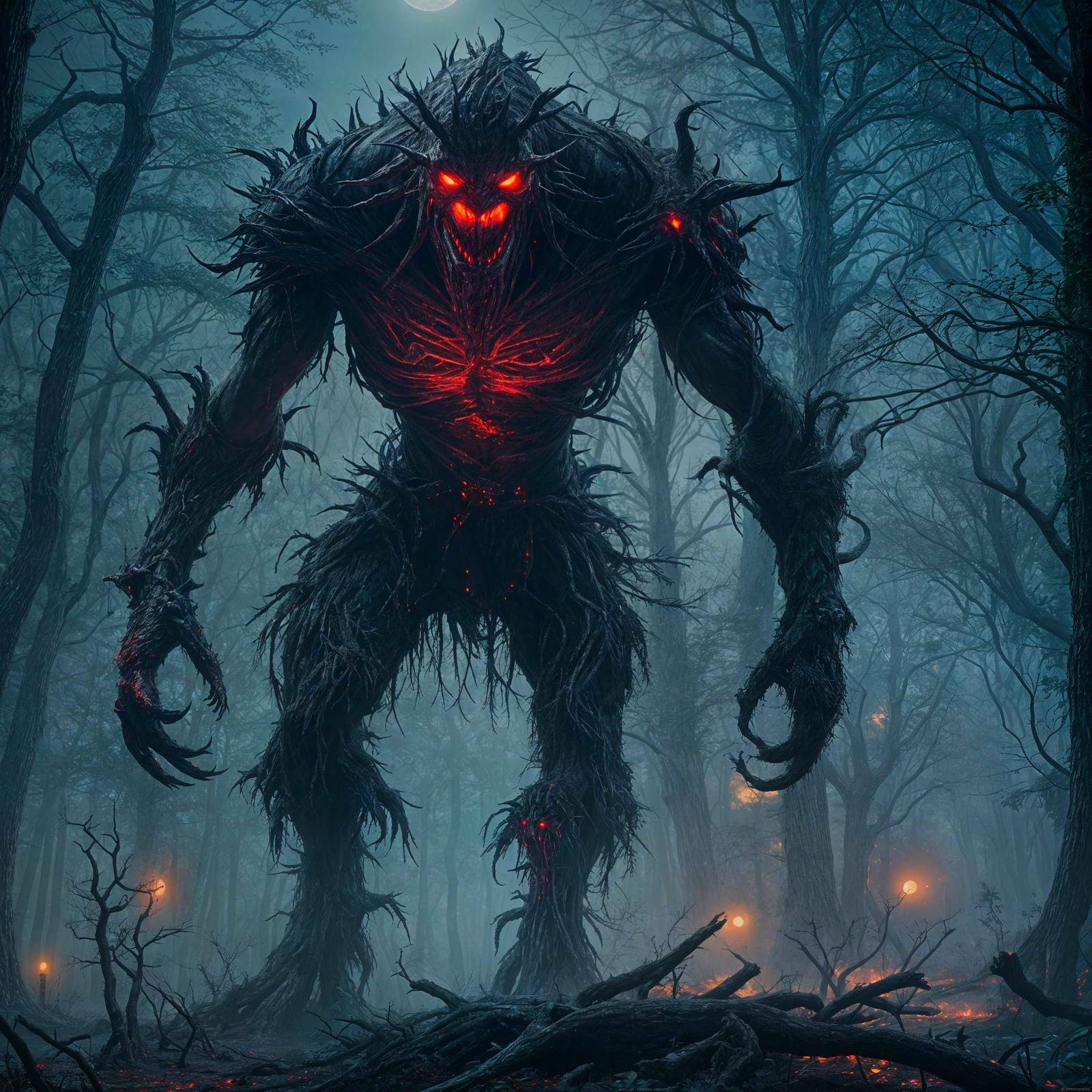 Ethereal Forest Monster in Hyperdetailed Concept Art