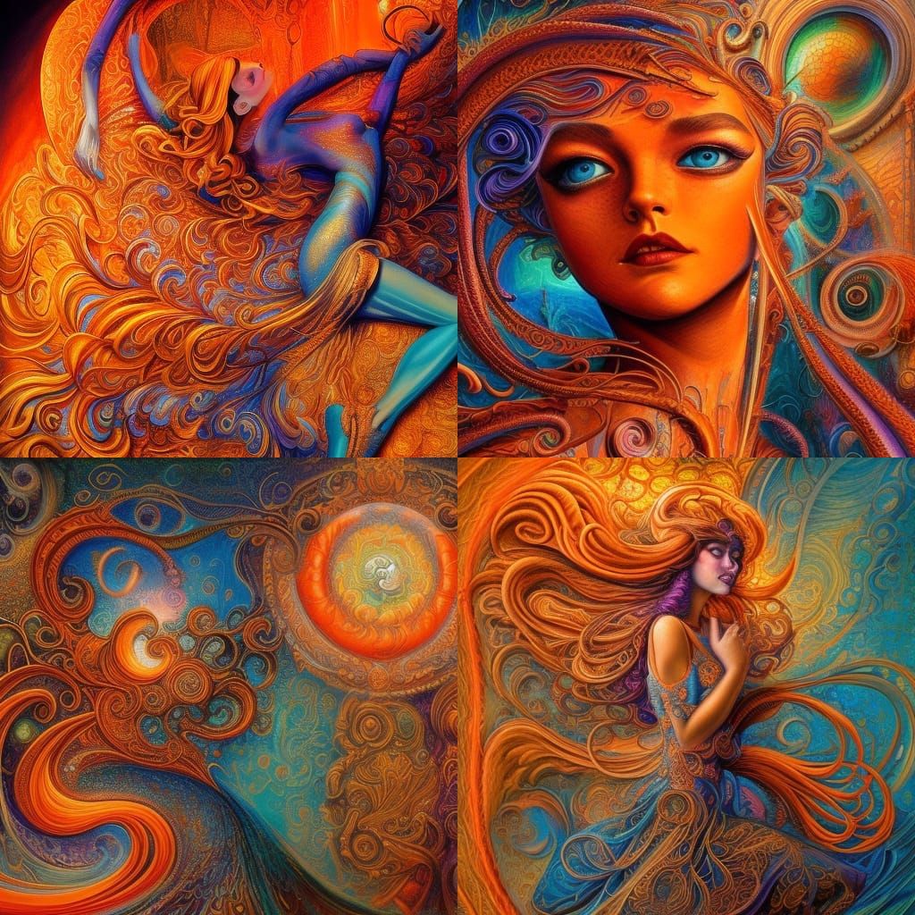 Retrofuturistic Collage in Art Nouveau Style