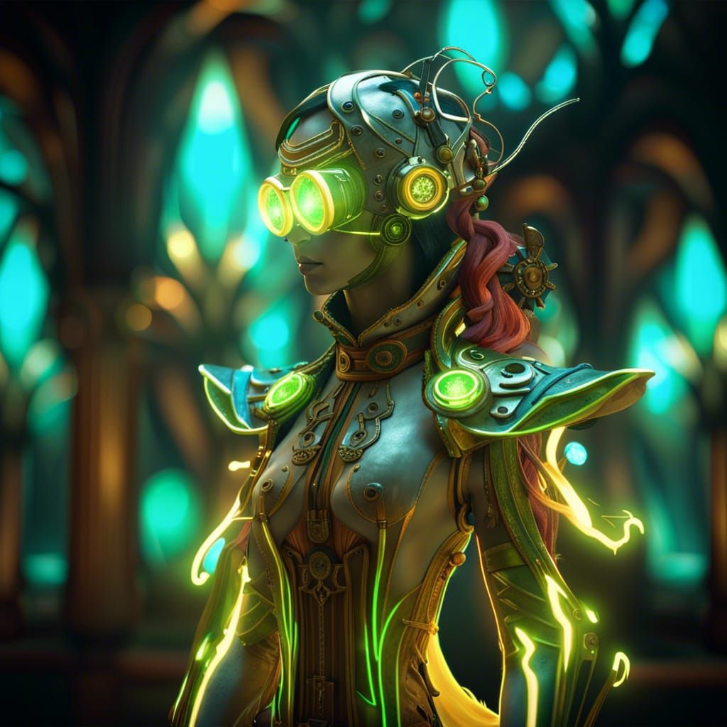 Steampunk Grove Volt Warframe with Volumetric Lighting