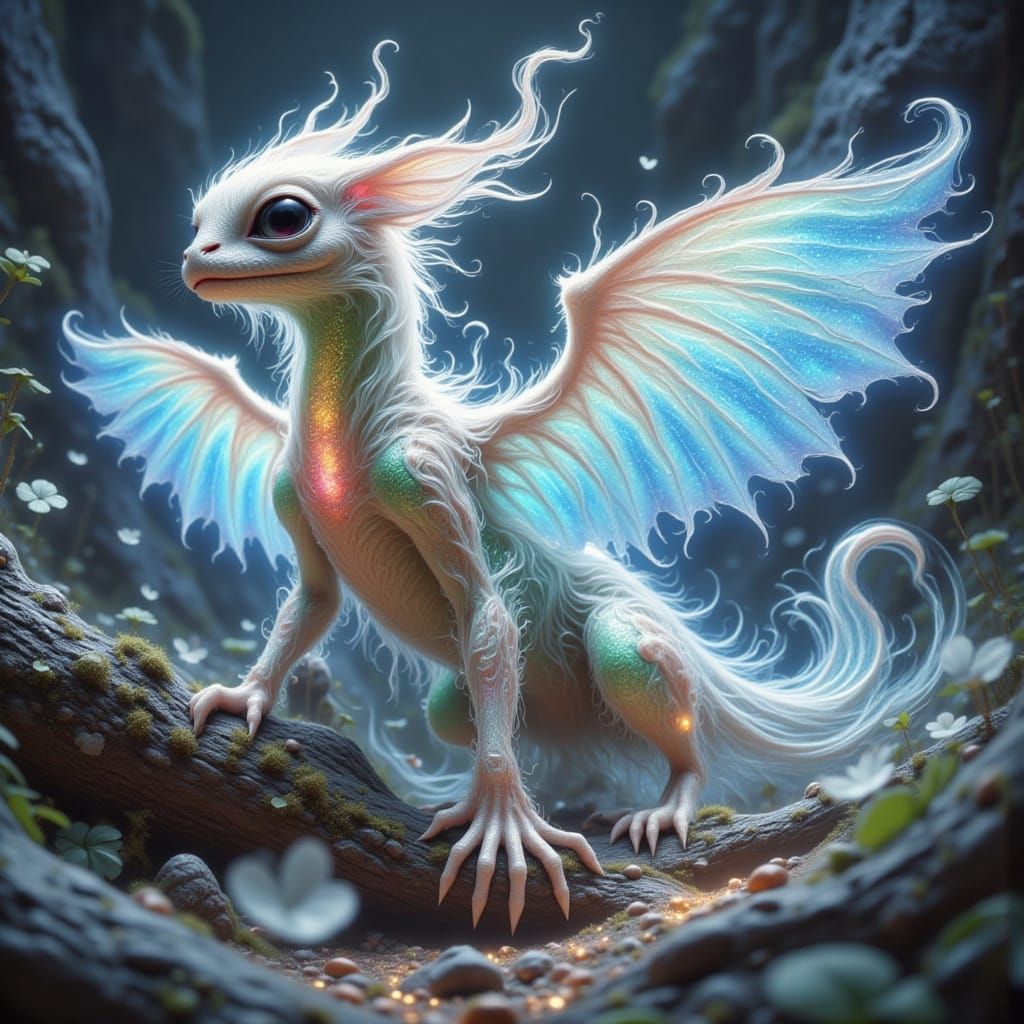 Whimsical Spectral Alien with Majestic, Iridescent Wings