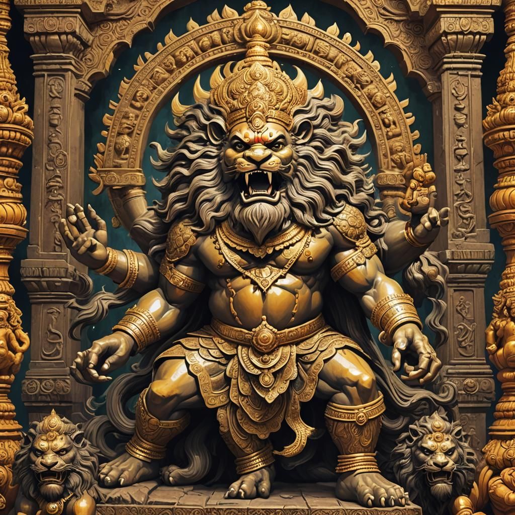 Narasimha Emerges to Save Prahlada: Hindu Festival Art