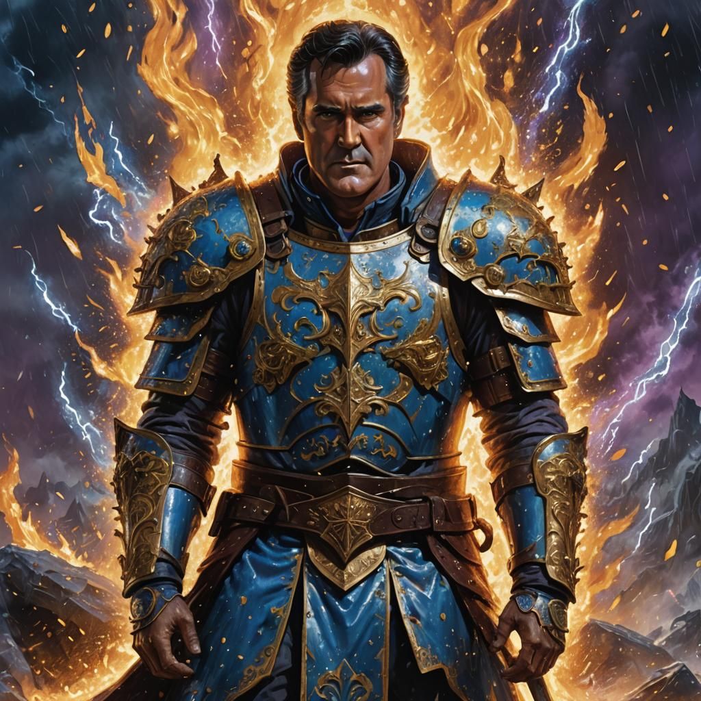 Knight of Helm in Fiery Storm, Digital Art