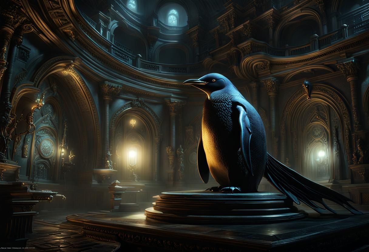 Eldritch Penguin Horror in Doré Style