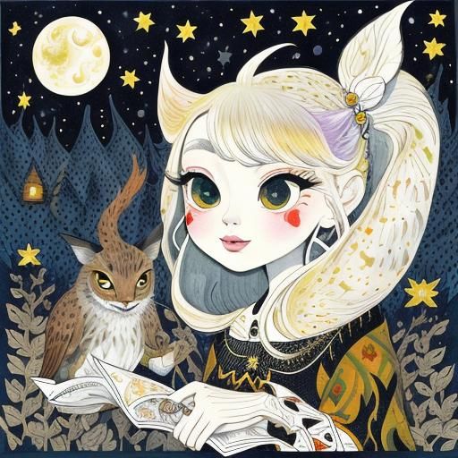 Whimsical Starry Eyes in Watercolor Storybook Style