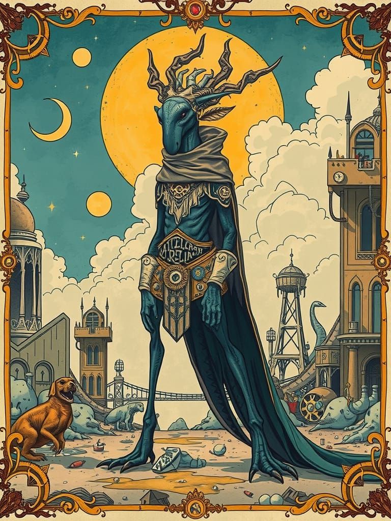 Mystical Creature in Sepia Post-Apocalyptic World