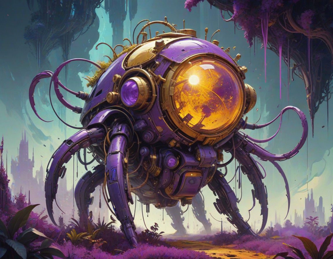 Mystical Solarpunk Creature in Vibrant, Dreamlike Environmen...