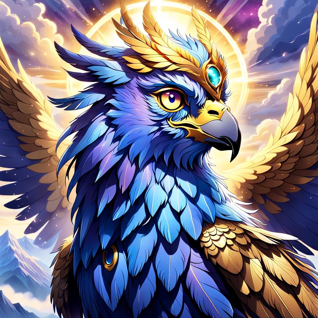 Majestic Griffin in Mystical Landscape: Anime Key Visual