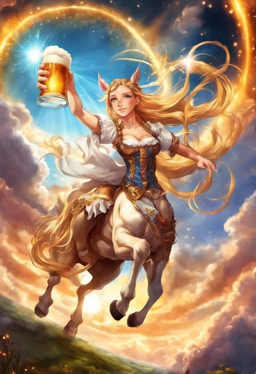 Oktoberfest Centaur with Beer Stein in Anime Art