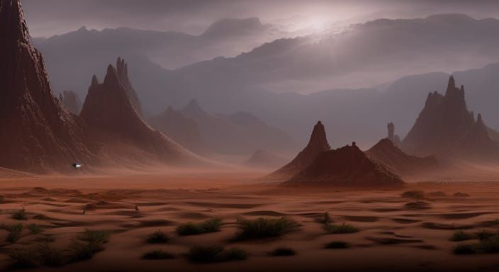Grey Wasteland Desert in Detailed Matte Painting
