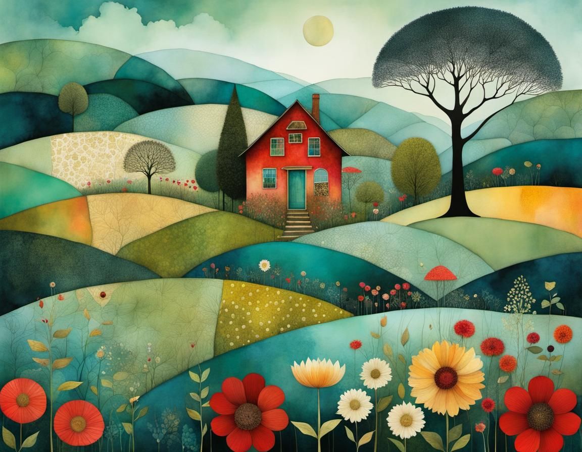 Whimsical Patchwork Quilt of Grandma's Garden