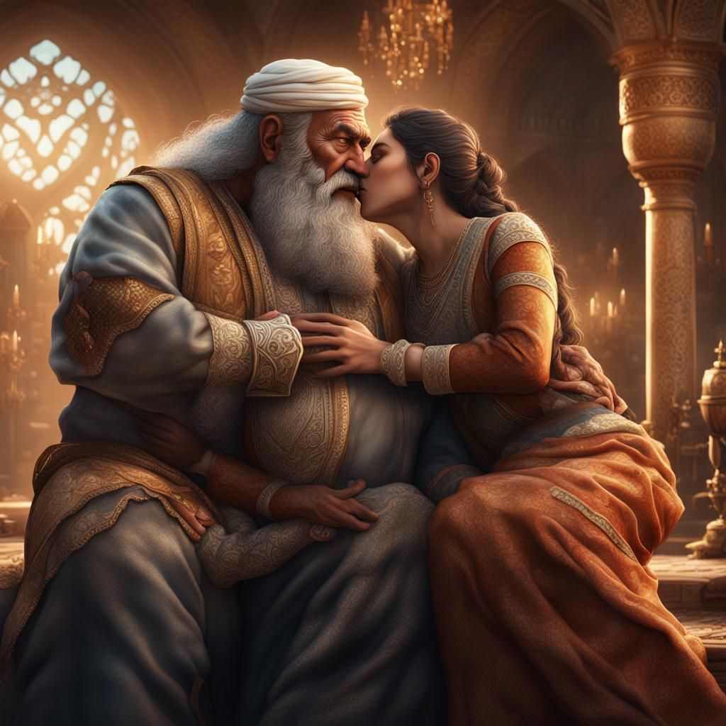 An Unlikely Kiss: Arab Man and Young Woman