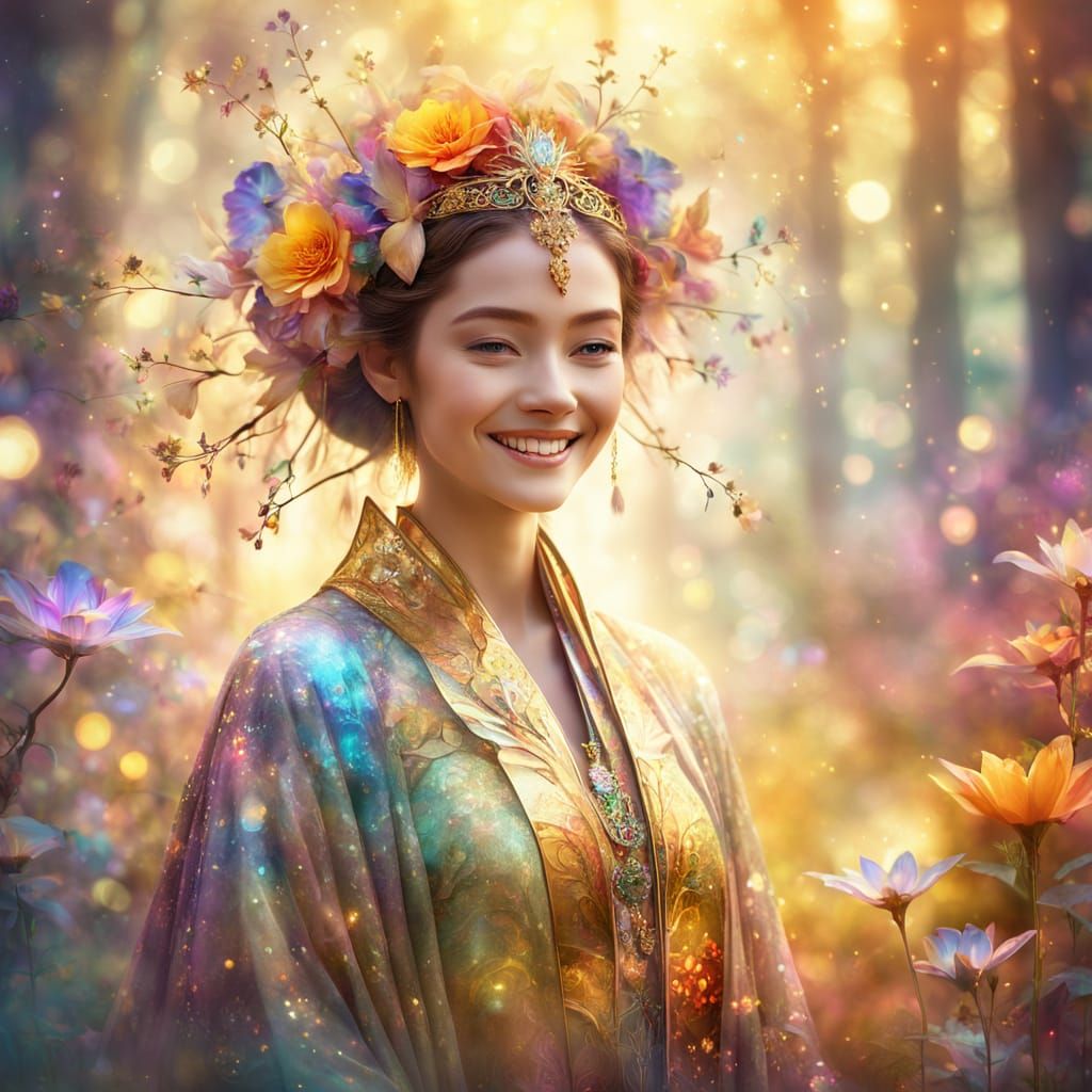 Flower Goddess in Ethereal Digital Art