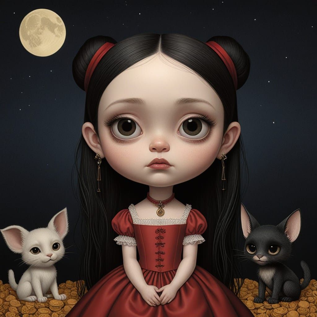 Gothic Cartoon Art in the Style of Mark Ryden and Ingres