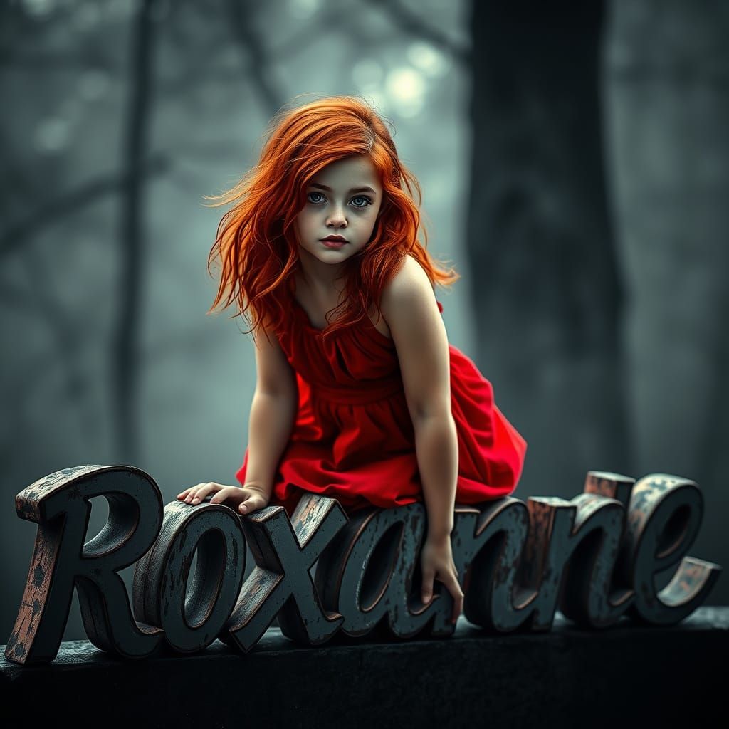 Red-Haired Girl Sits on Cursive ROXANNE in a Moody, Cinemati...