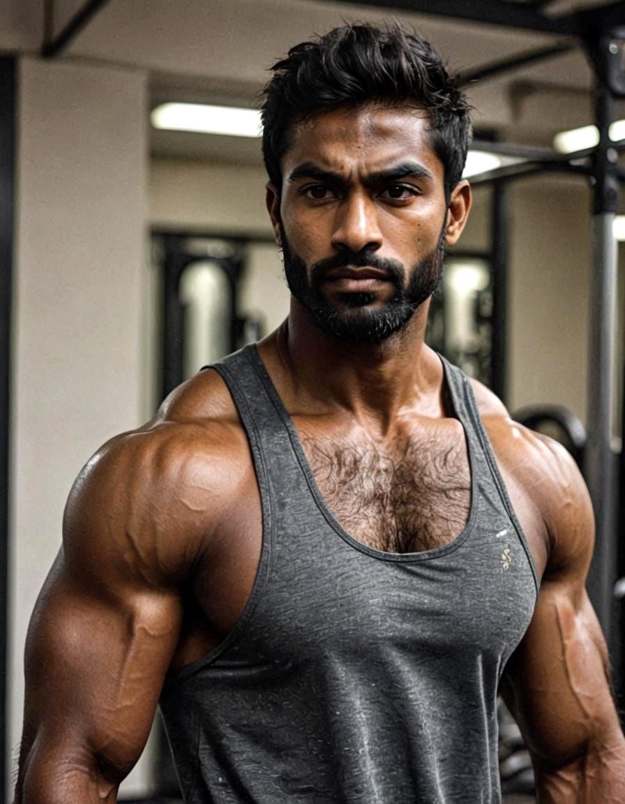 Attractive South Asian Gym Enthusiast with Robust Physique
