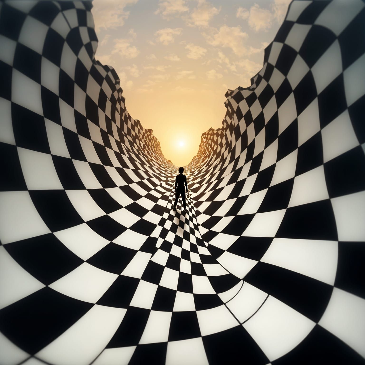 Optical Illusion in Black and White Dominates the Compositio...