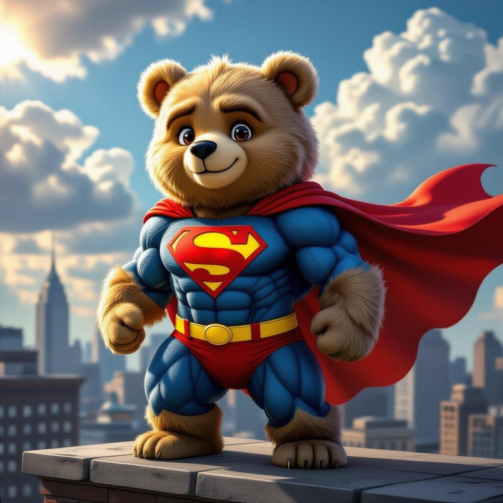 Heroic Care Bear as a Cinematic Comic Character
