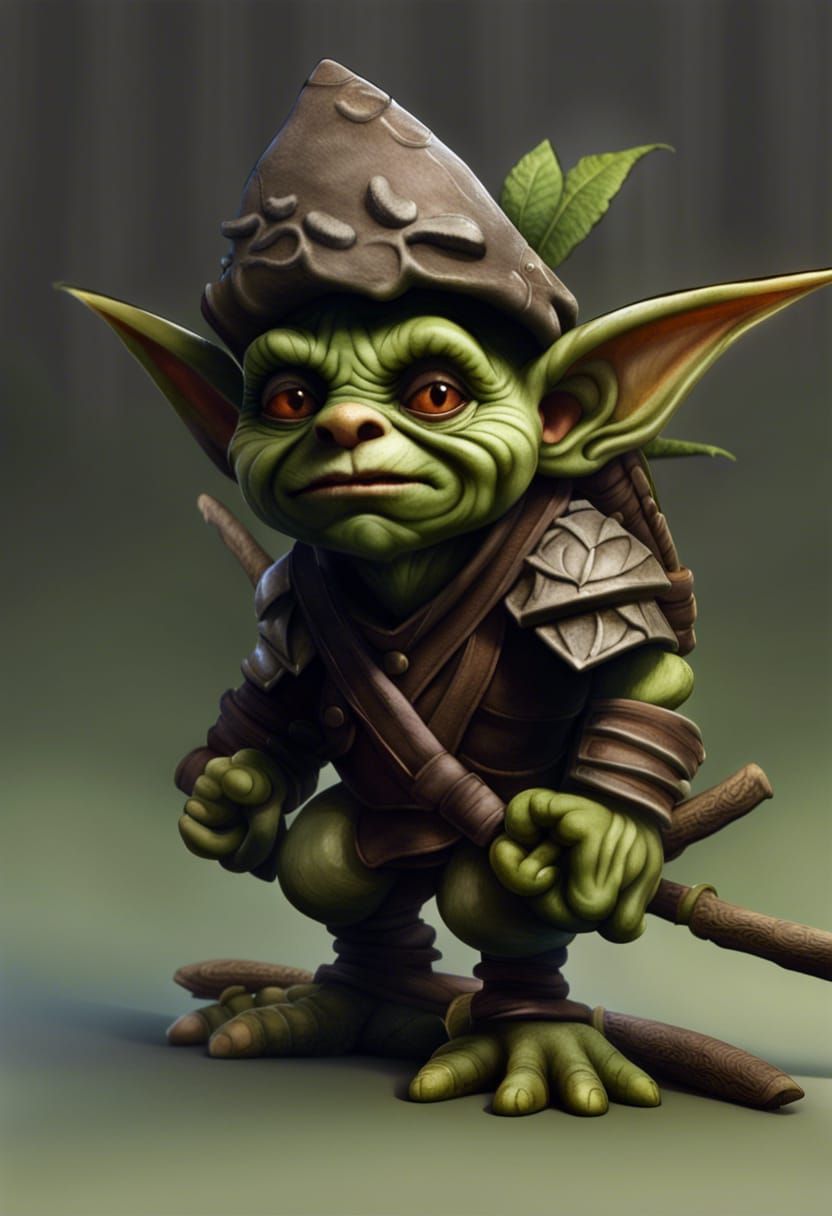 Hyperrealistic Goblin in Forest Cave