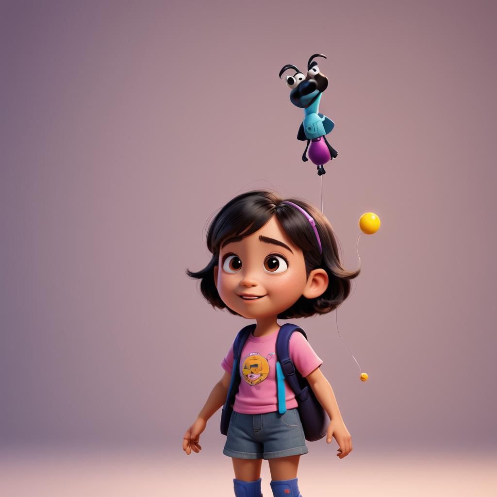 Funny Cute Girl in Pixar Disney Style