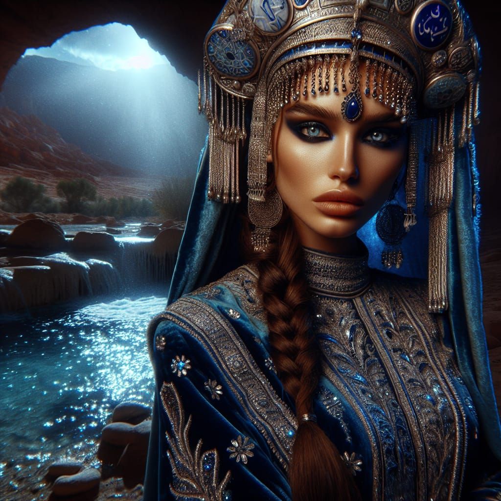 Berber Goddess Nanna Tala at Oasis: Digital Matte Painting