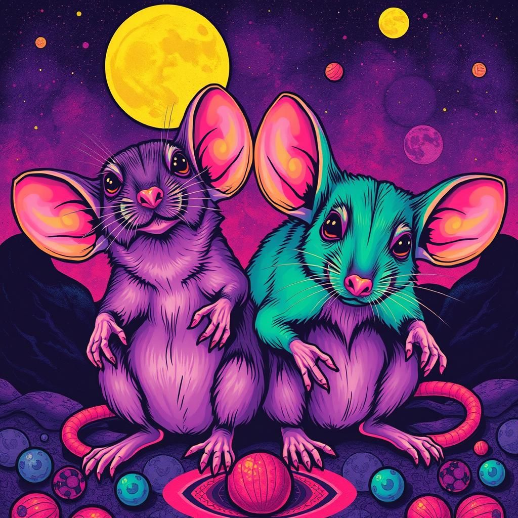 Psychedelic Rats in Vivid Colors