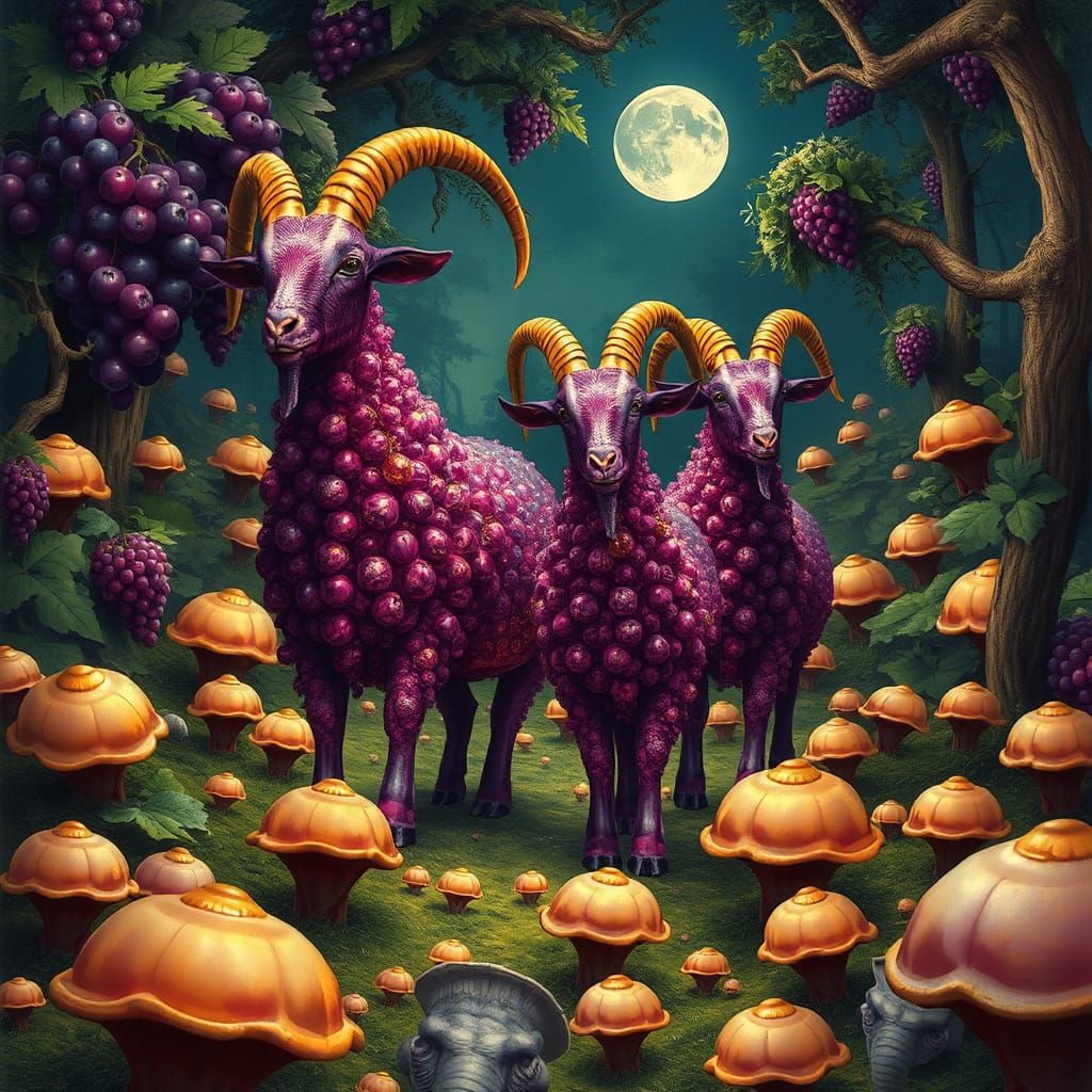 Giant Glittering Grape Goats Gallivanting in the Garden of Gastropads