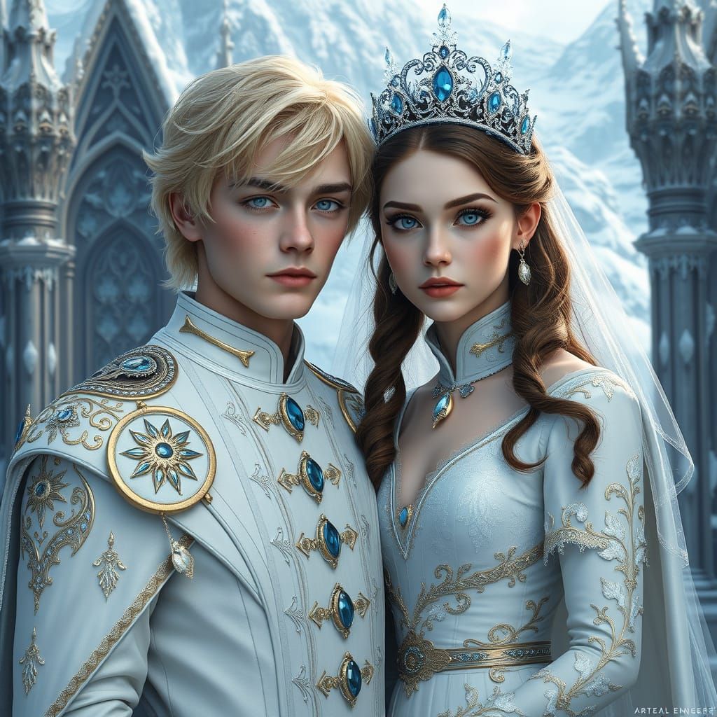 Regal Winter Wedding Portrait in Gothic Style