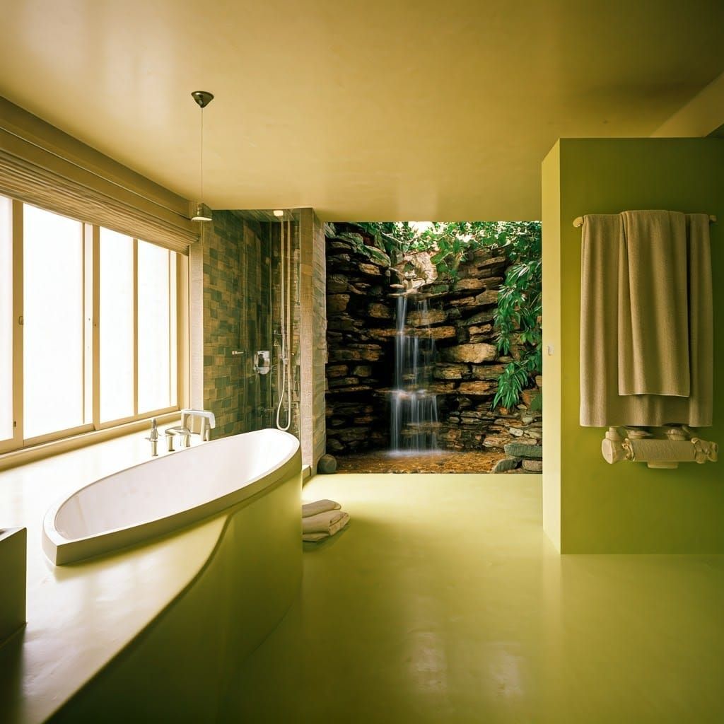 Space Age Luxury Bathroom with Waterfall Shower