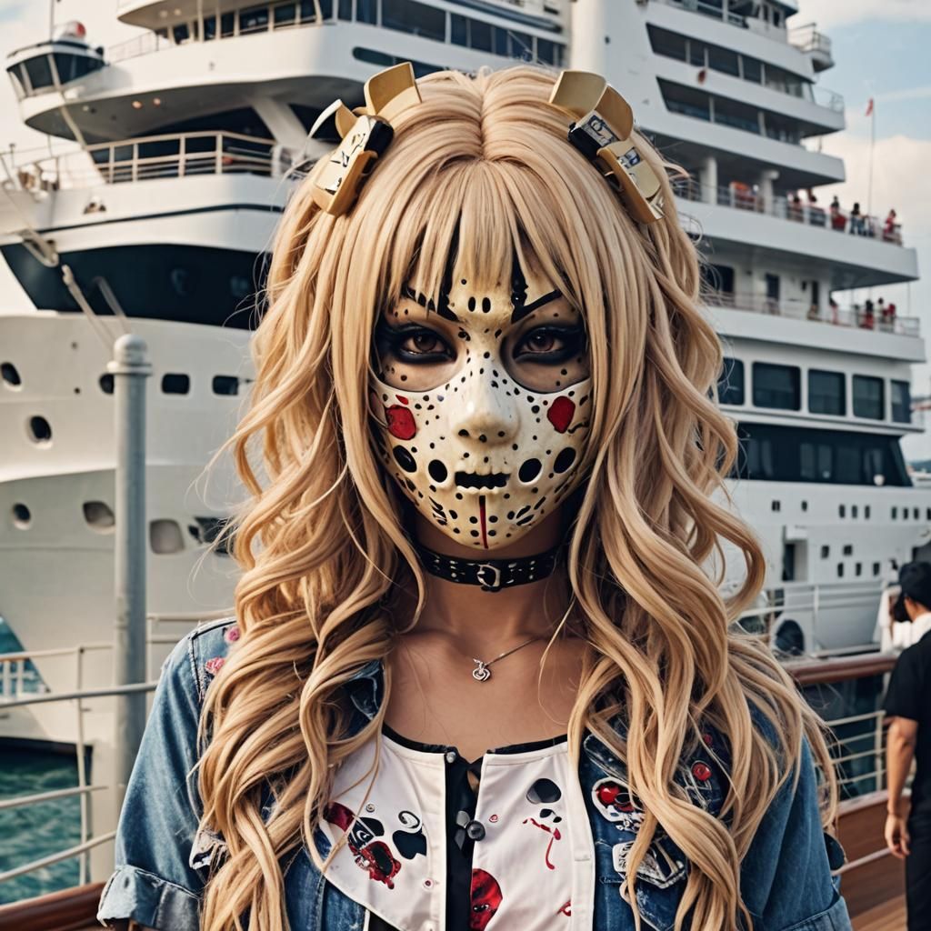 Gyaru Girl in Jason Mask on Cruise Ship