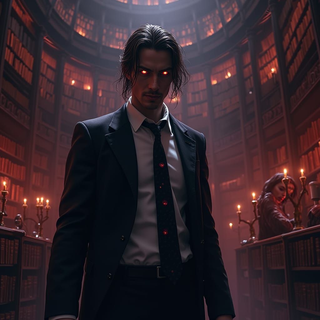 Ominous Dark Empath Confronts Narcissist in Gothic Library