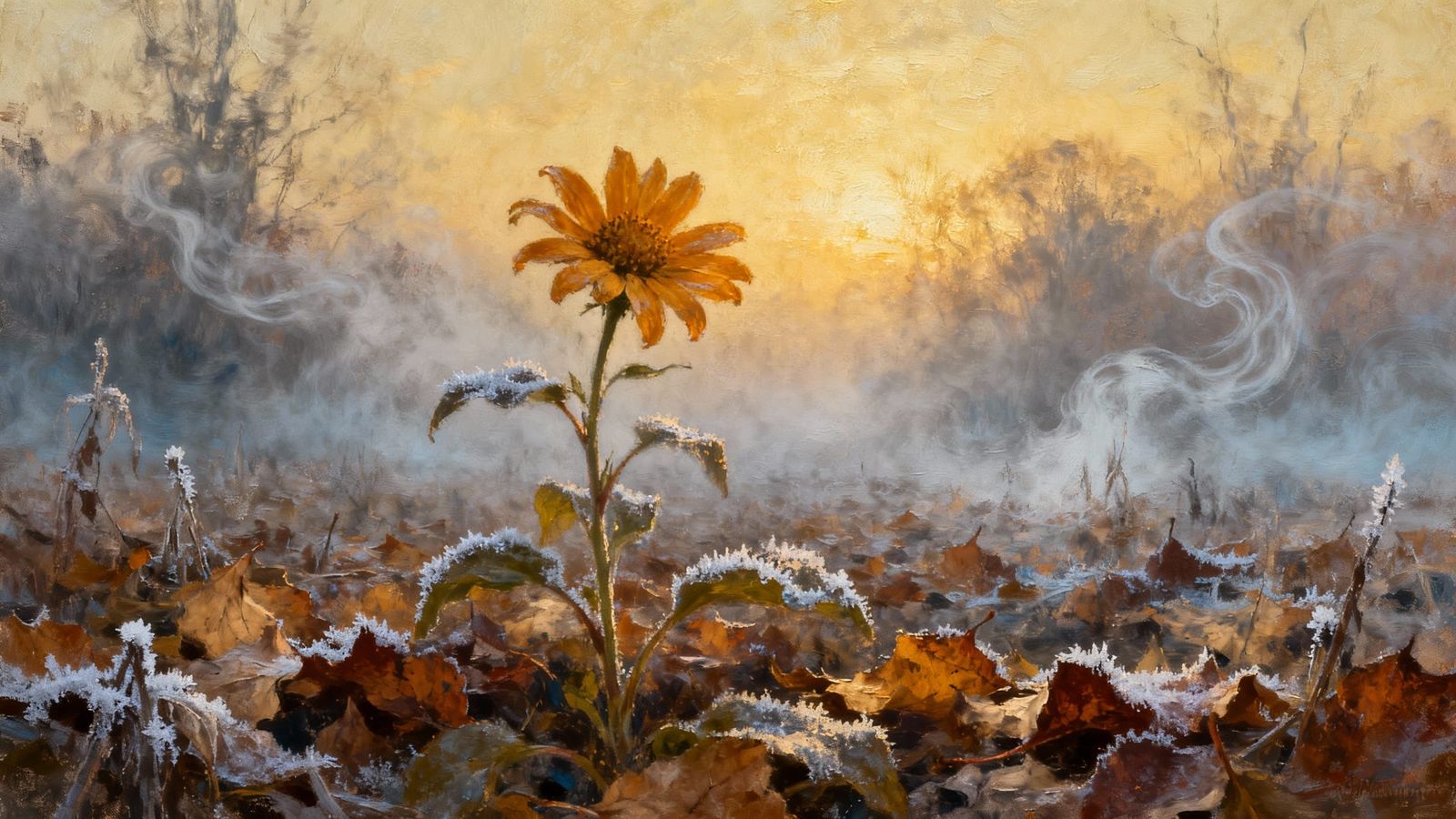Ethereal Autumn Flower Oil Painting