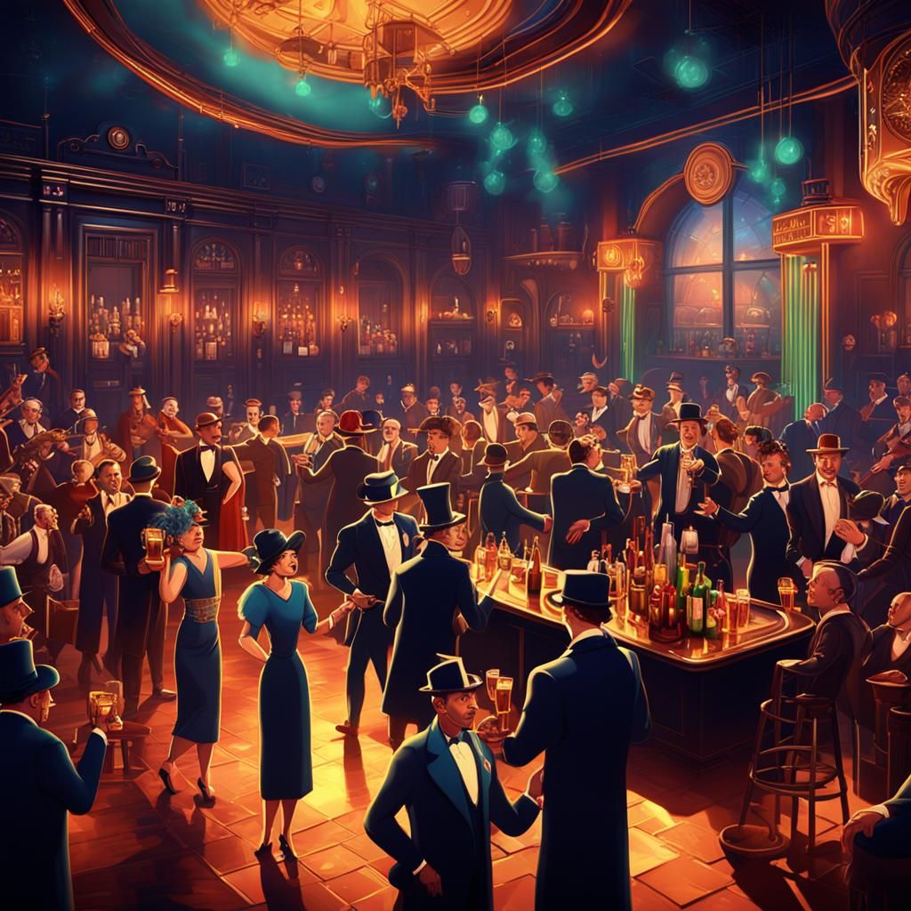 Animated 1930s Speakeasy Party in Prohibition Era