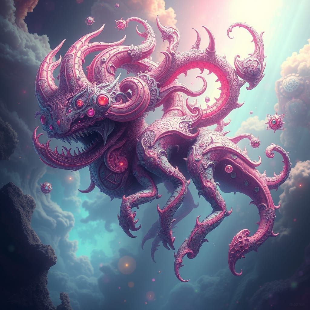 Ethereal Dreambeast in Vibrant, Iridescent Hues