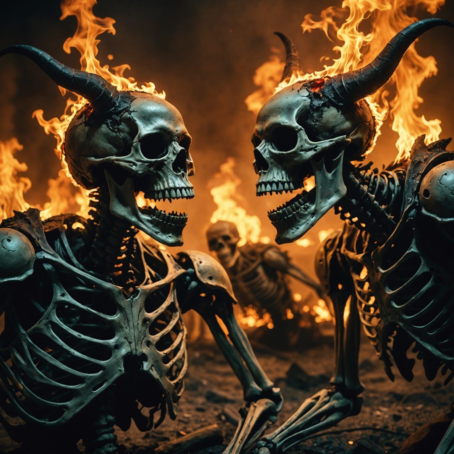 Undead Skeletons Erupt in Hellish Laughter as They Feast