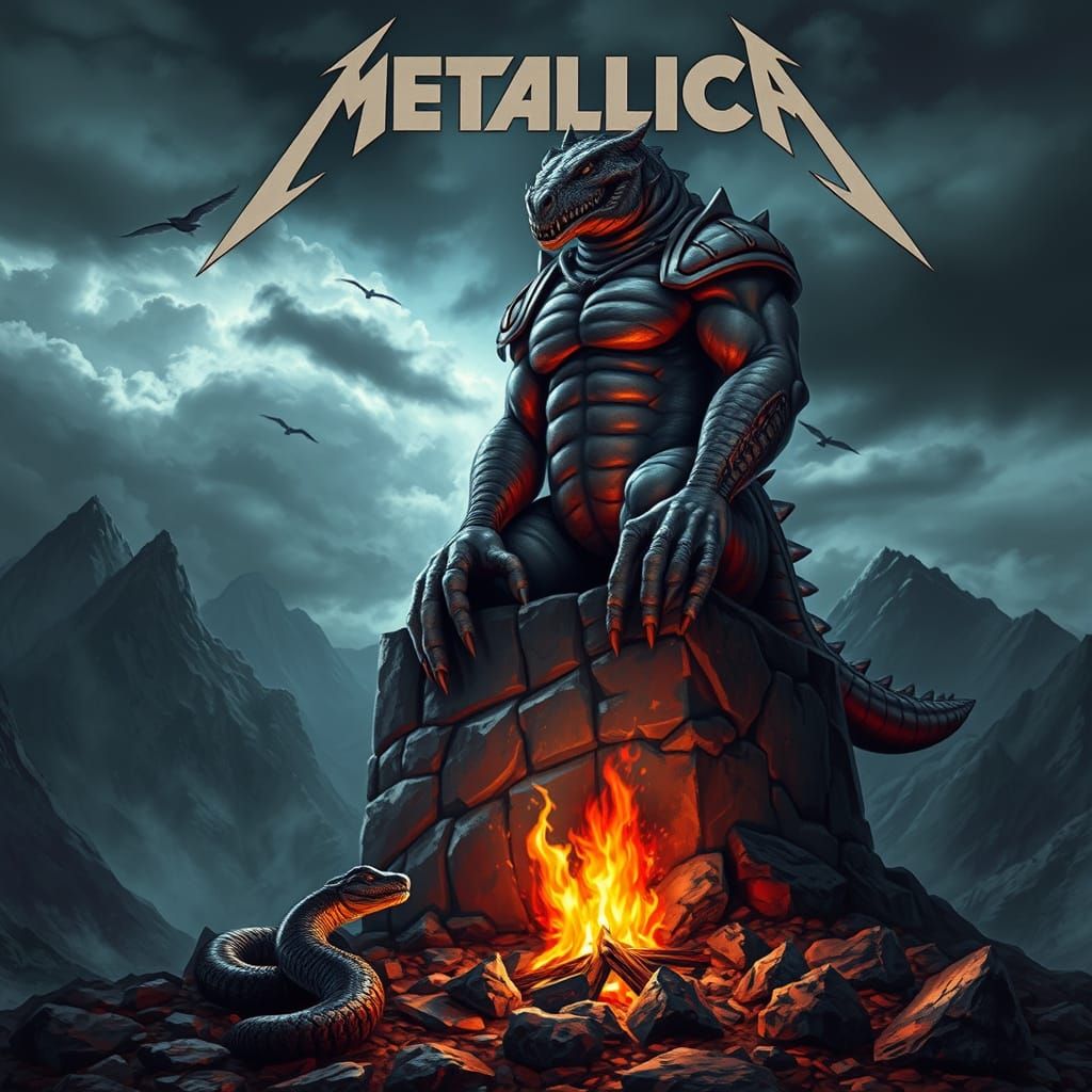 Mighty Dragon-Like Creature Exudes Power and Menace in a Sto...