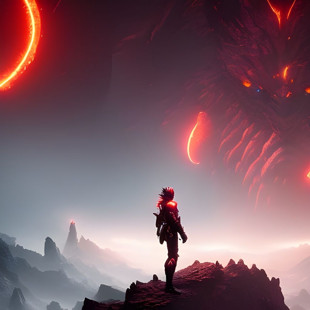 Moss Monster in Moonlit Cave: Digital Anime Art